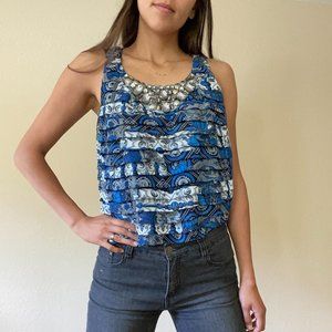 Fun blue sleeveless blouse